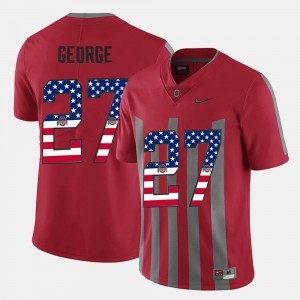 Mens Ohio State #27 Eddie George Scarlet US Flag Fashion Jersey 241239-442