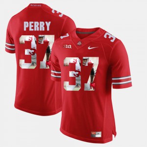 Mens Ohio State Buckeyes #37 Joshua Perry Scarlet Pictorial Fashion Jersey 718082-455