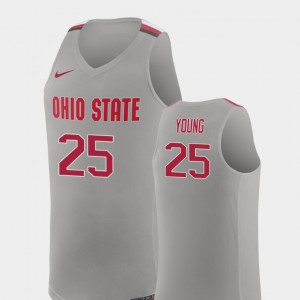 For Men's Ohio State #25 Kyle Young Pure Gray Replica College Basketball Jersey 907659-294