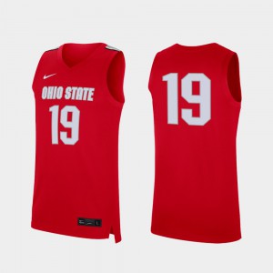 Men's Ohio State Buckeye #19 Scarlet Replica College Basketball Jersey 483876-523