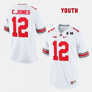 For Kids OSU Buckeyes #12 Cardale Jones White College Football Jersey 223716-541