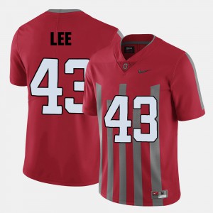 For Men's Ohio State Buckeye #43 Darron Lee Red College Football Jersey 626214-812