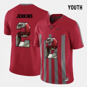 Youth Ohio State Buckeyes #2 Malcolm Jenkins Red Pictorial Fashion Jersey 398985-584