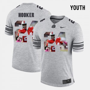 Youth(Kids) Buckeye #24 Malik Hooker Gray Pictorital Gridiron Fashion Pictorial Gridiron Fashion Jersey 922418-671