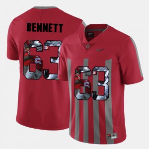 Mens Ohio State #63 Michael Bennett Red Pictorial Fashion Jersey 385665-794