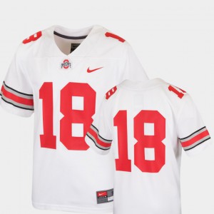 Youth Ohio State Buckeyes #18 White College Football Replica Jersey 264178-926