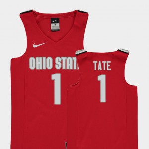 For Kids Ohio State Buckeye #1 Jae'Sean Tate Red Replica College Basketball Jersey 502374-919